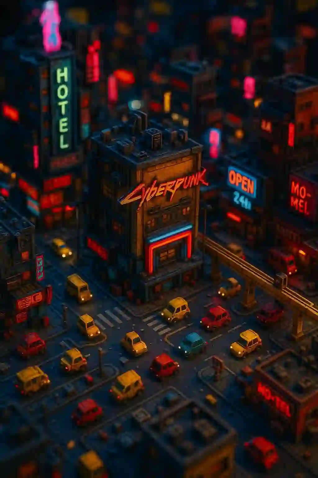cyberpunk_tilt_shift_miniature - 3d chibi template